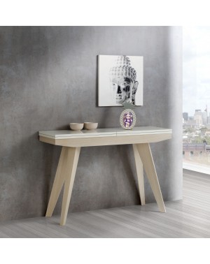 Console extensible Quattro pieds scandinaves plateau laque blanche