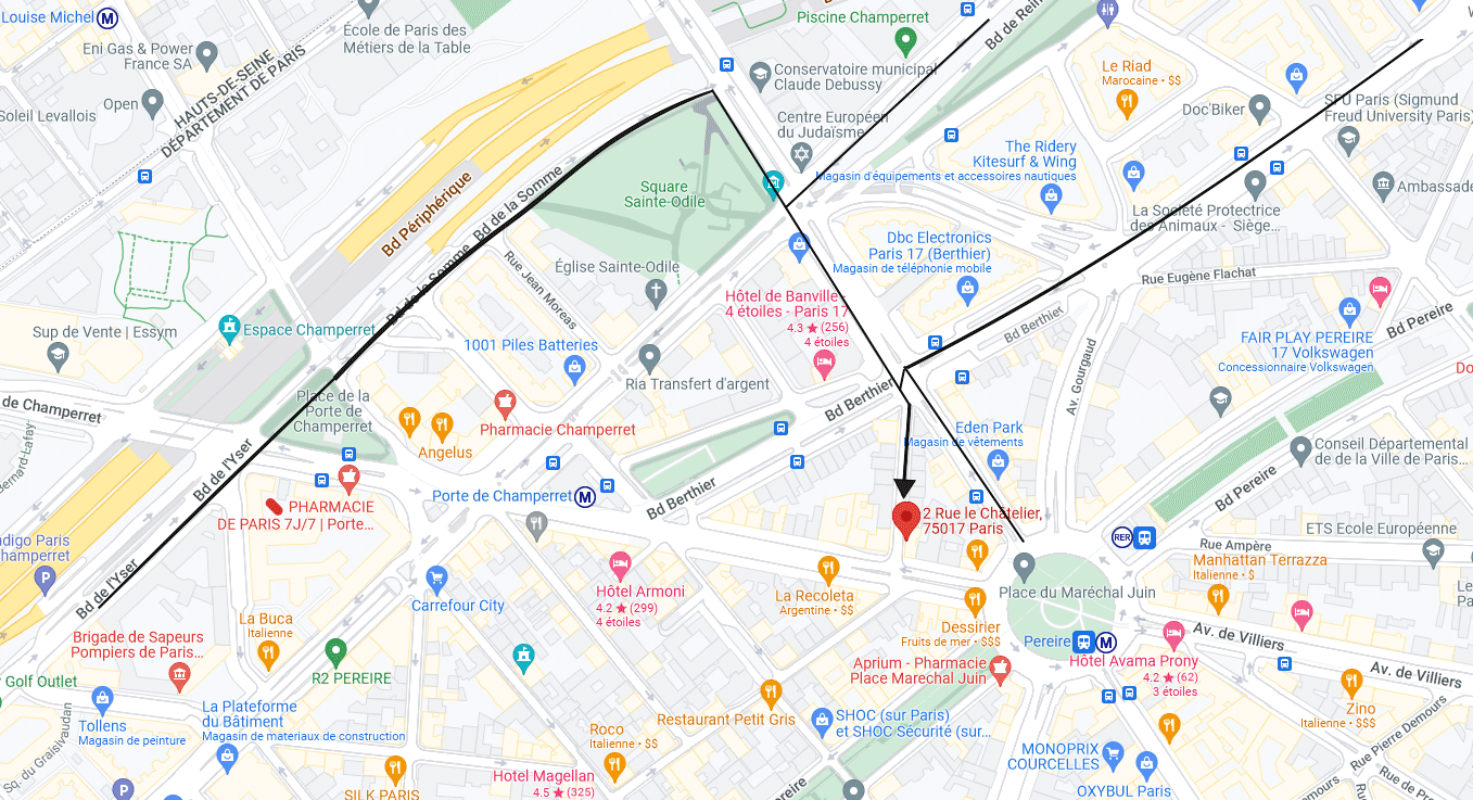Map accès au magasin La Table Console à Paris 75017